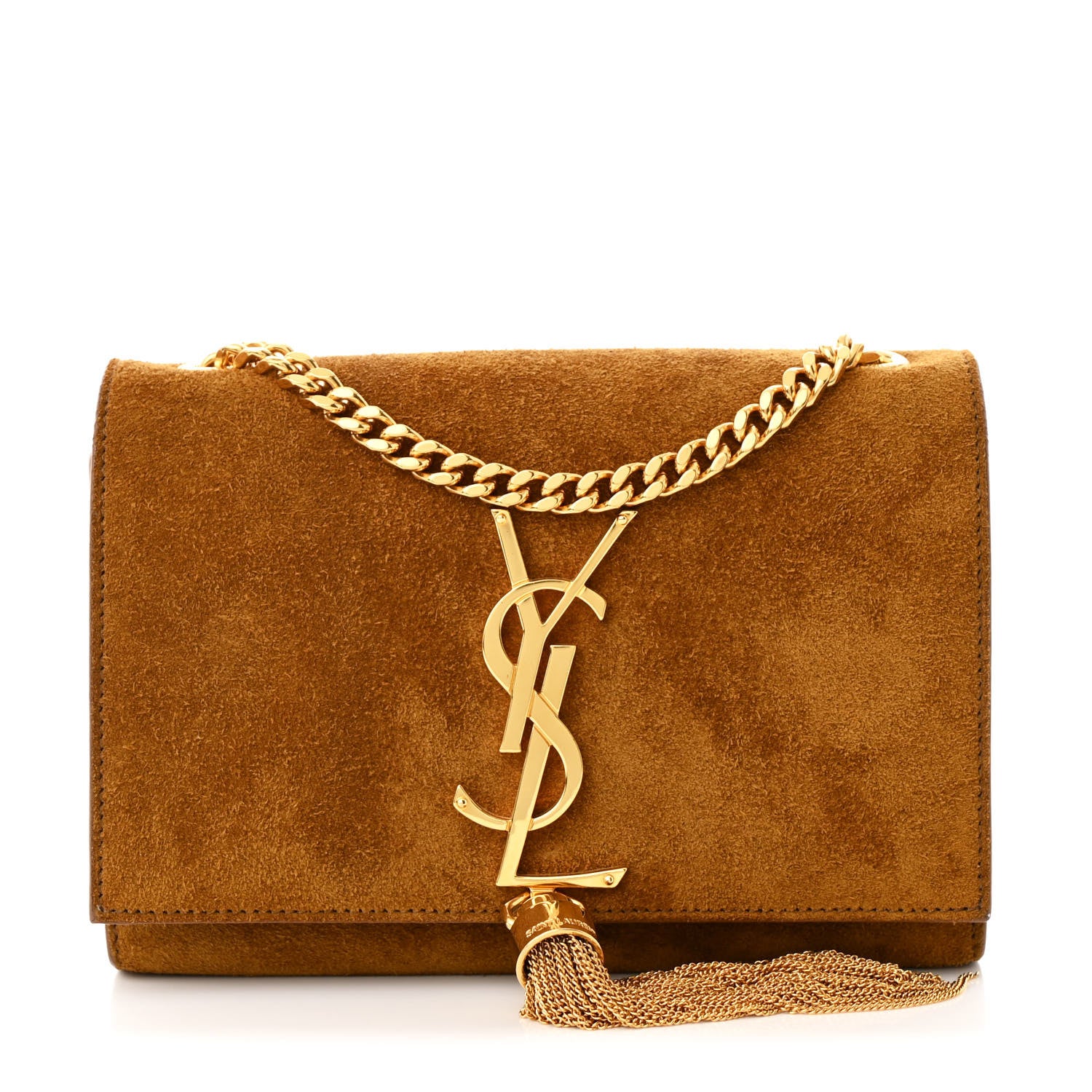 Saint Laurent Suede Small Classic Monogram Kate Tassel Satchel Light Ochre 1 of 10
