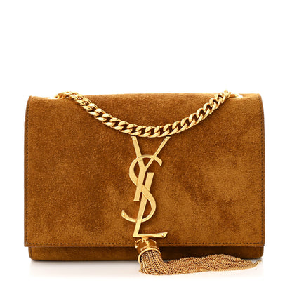 Saint Laurent Suede Small Classic Monogram Kate Tassel Satchel Light Ochre 1 of 10