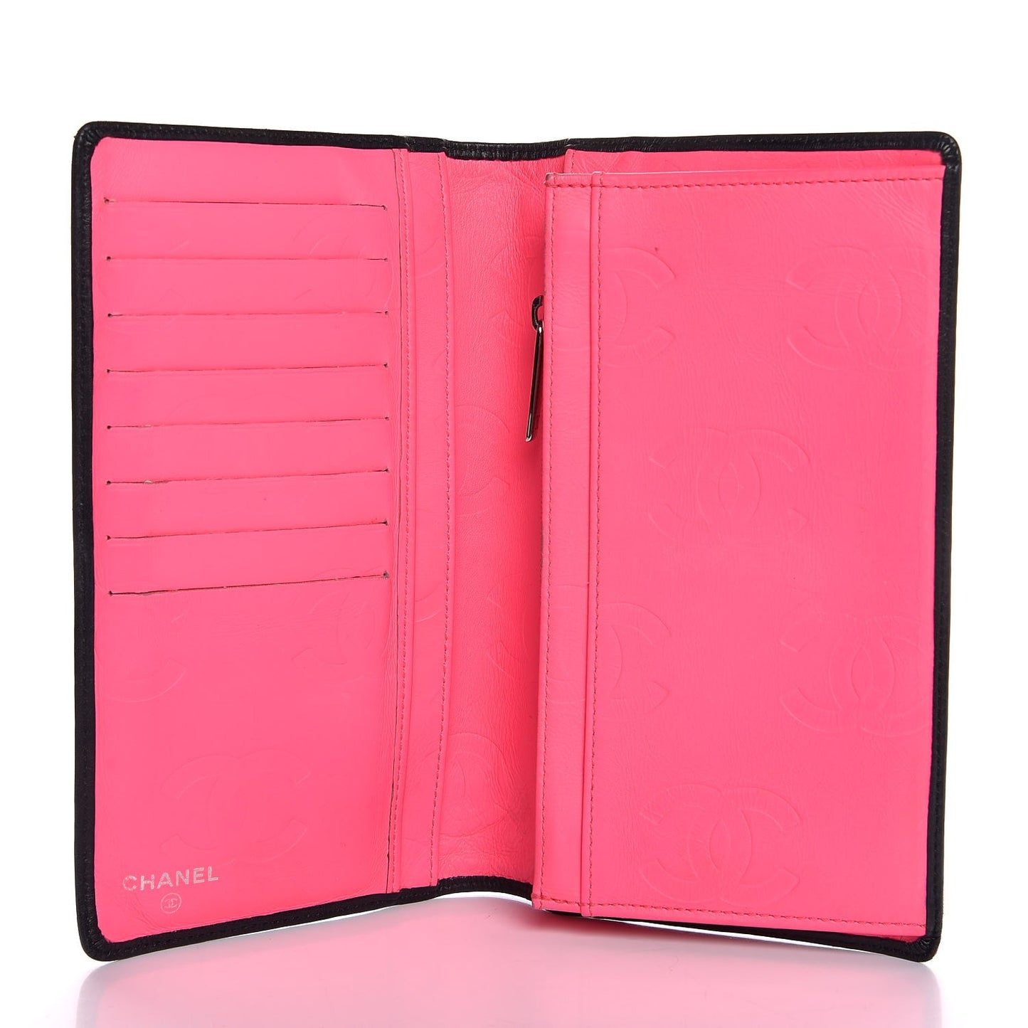 Calfskin Quilted Cambon Yen Wallet Black