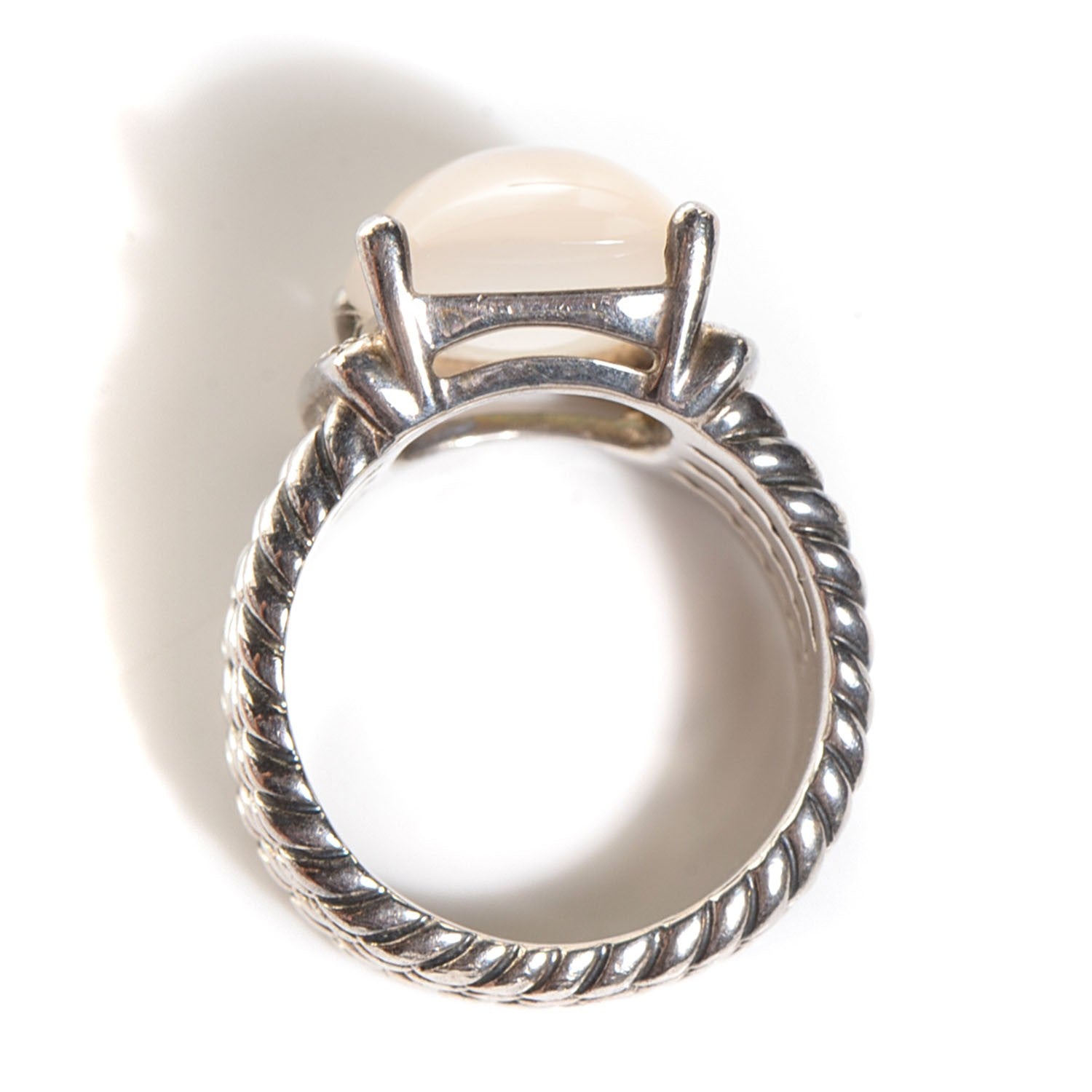 David Yurman Sterling Silver Diamond Chalcedony 16mm Wheaton Ring 56 7.5 5 of 5
