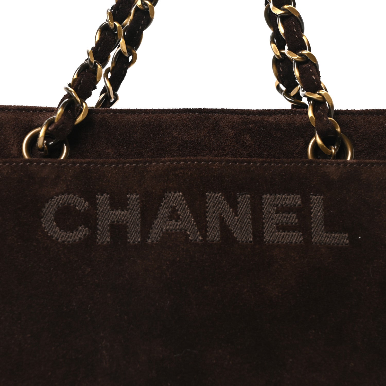 Chanel Suede Shopping Chain Tote Brown 8 of 10