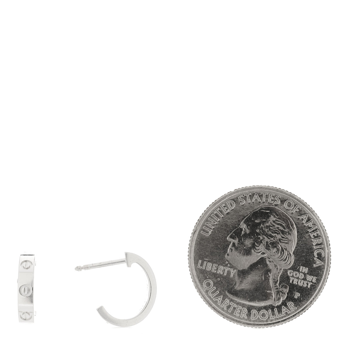 18K White Gold Small LOVE Hoop Earrings