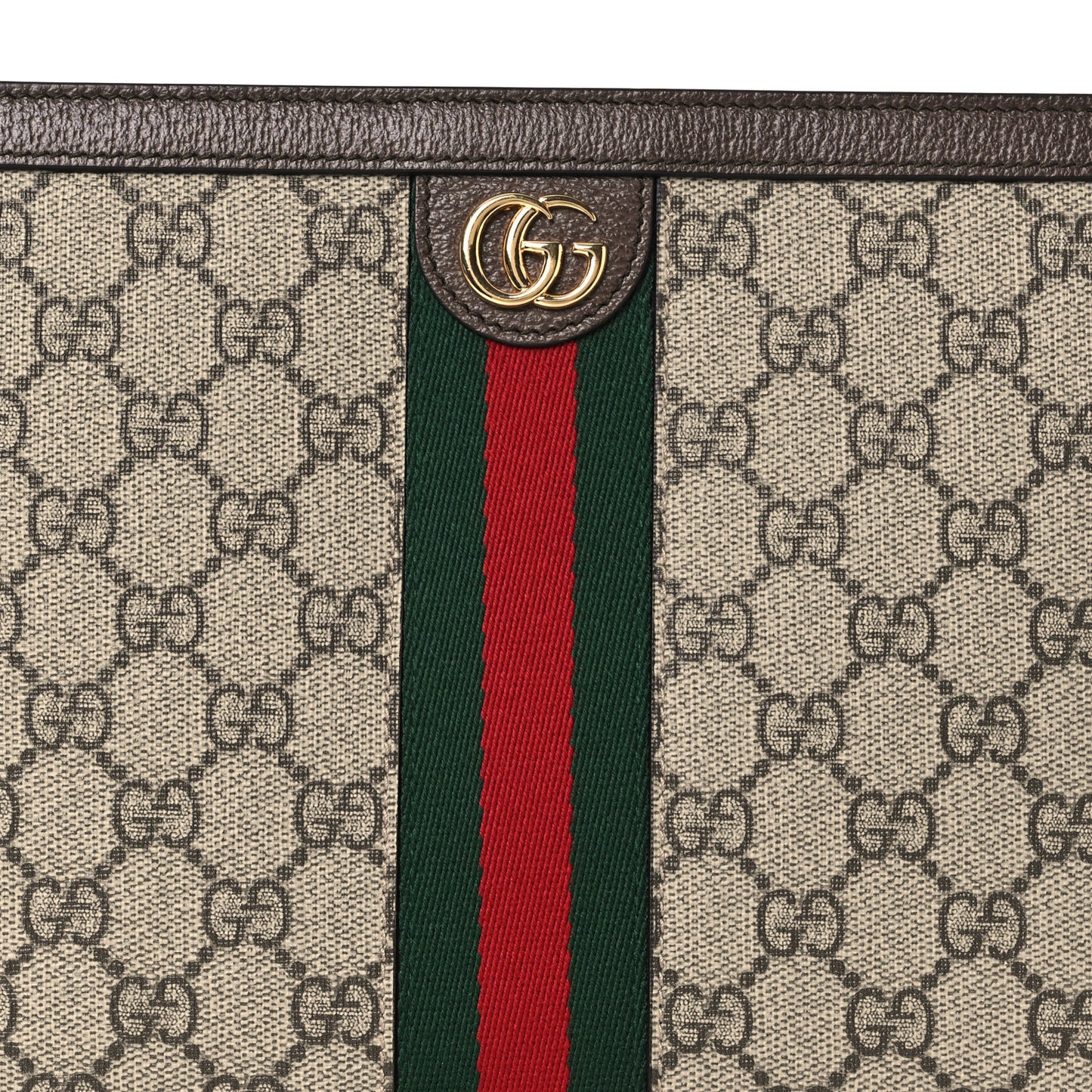 GG Supreme Monogram Web Ophidia Pouch Brown