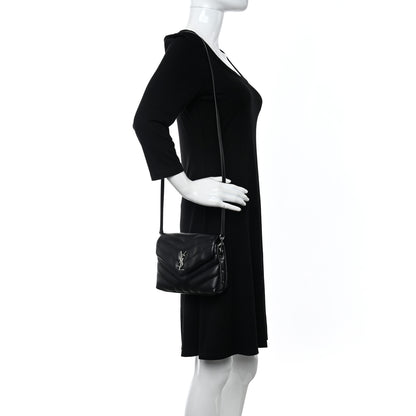 Saint Laurent Calfskin Y Quilted Monogram Toy Loulou Crossbody Bag Black 2 of 9