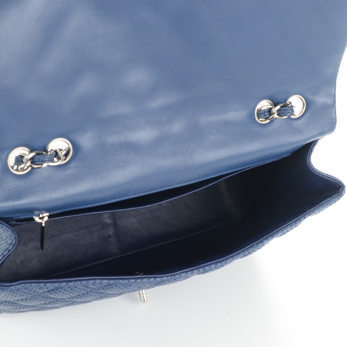Lambskin Perforated Jumbo Single Flap Blue