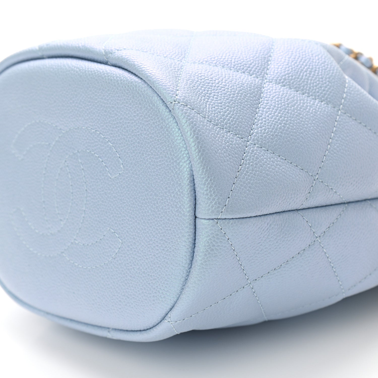 Chanel Iridescent Caviar Quilted My Perfect CC Bucket Drawstring Bag Light Blue 10 of 11