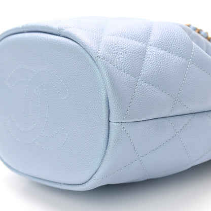 Chanel Iridescent Caviar Quilted My Perfect CC Bucket Drawstring Bag Light Blue 10 of 11