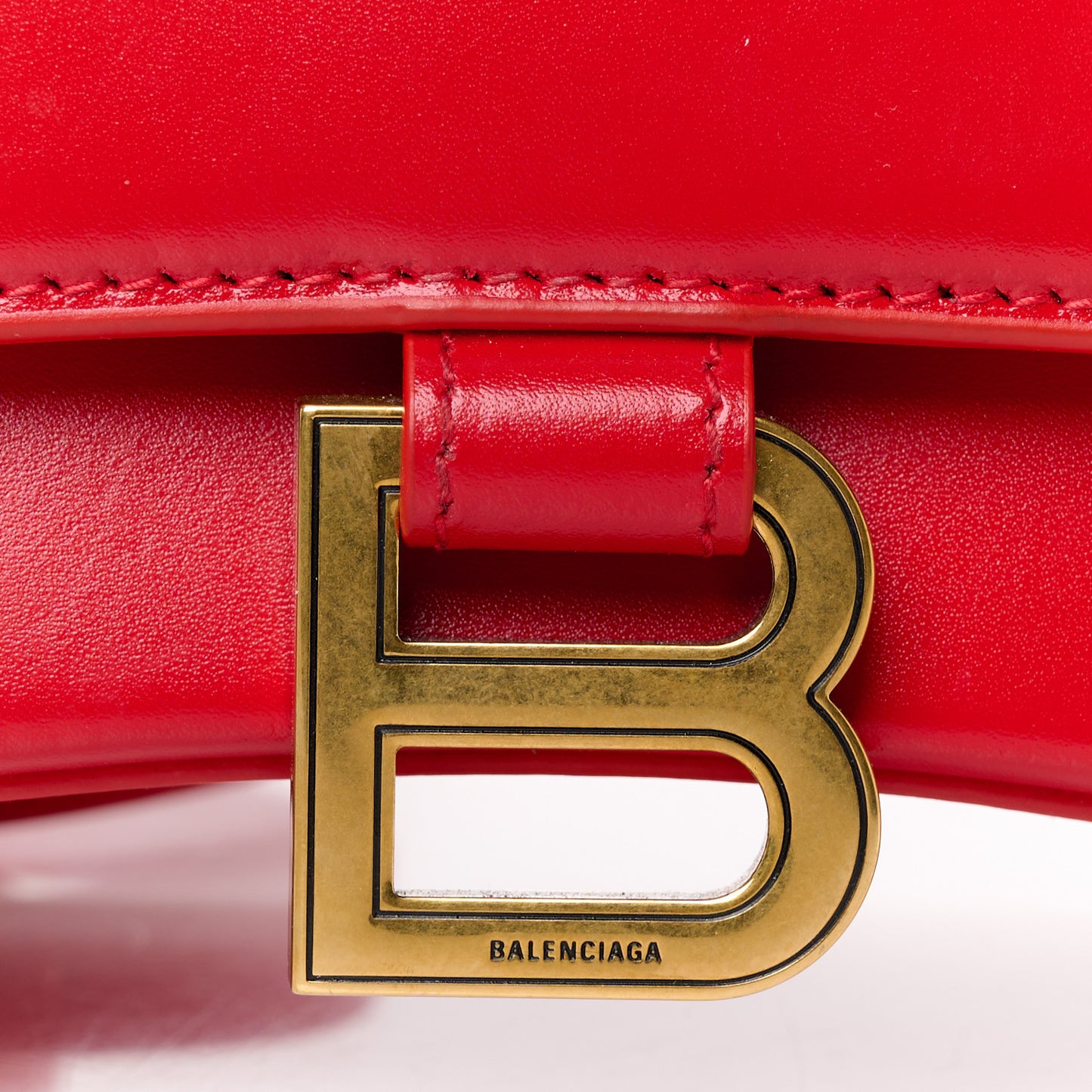 Shiny Box Calfskin Small Hourglass Top Handle Bag Bright Red