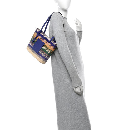 Loewe Raffia Small Square Basket Tote Bag Blue Multicolor 2 of 9