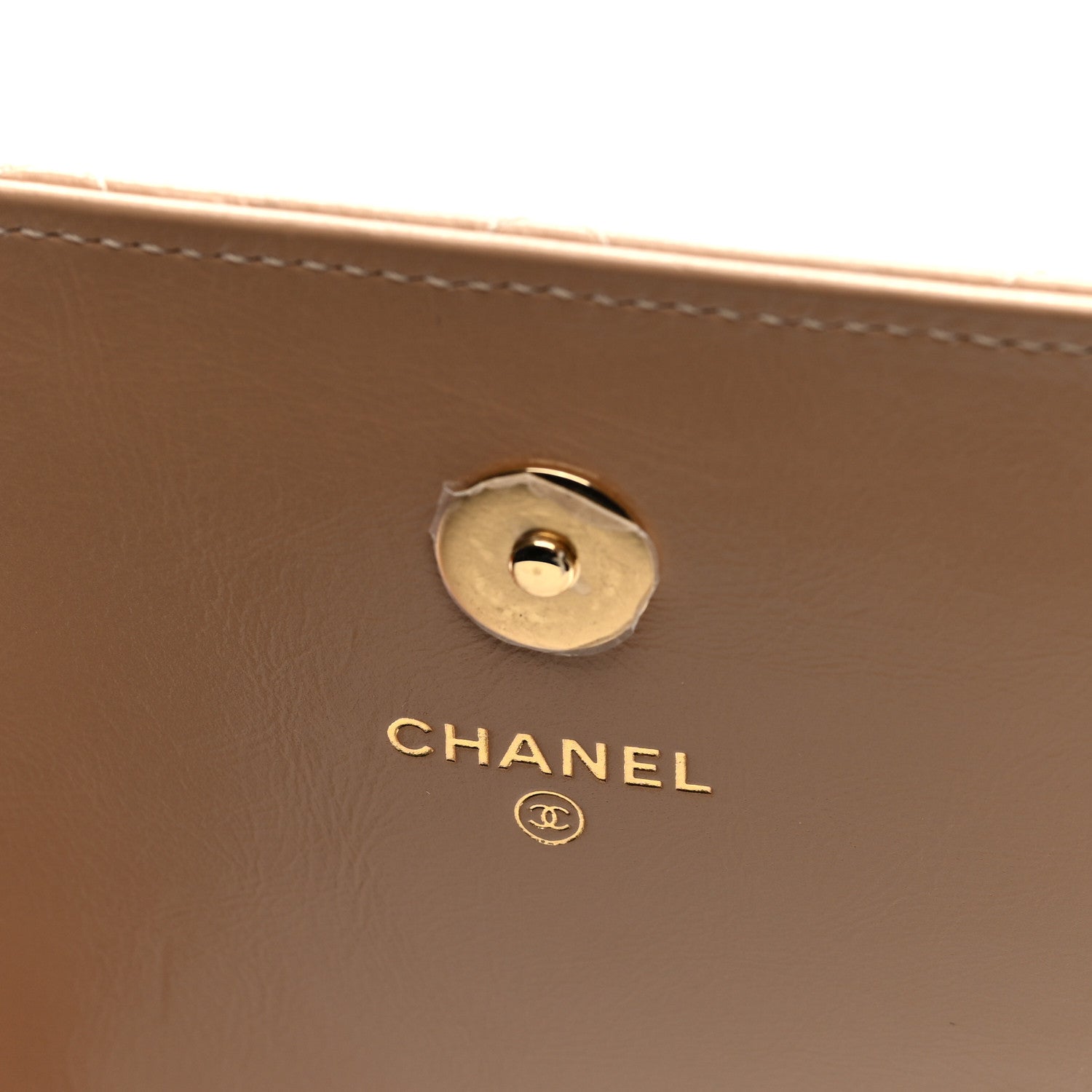 Chanel Shiny Aged Calfskin Quilted Clutch With Chain Dark Beige 6 of 12