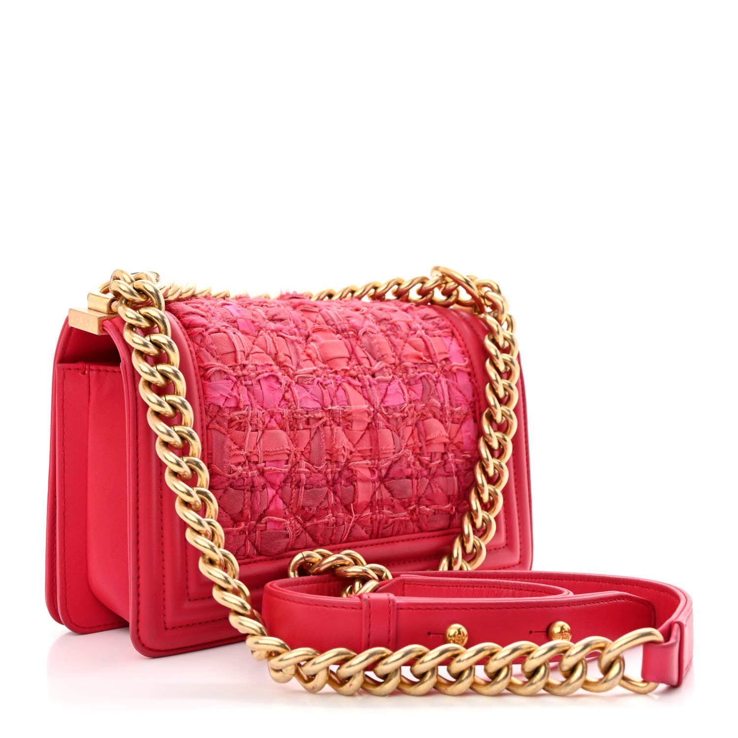 Chanel Lambskin Tweed Small Boy Flap Fuchsia 3 of 10