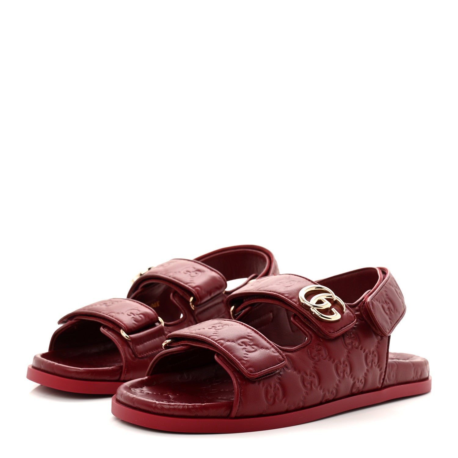 Gucci Guccissima GG Embossed Womens Sandals 39.5 Rosso Ancora 4 of 10