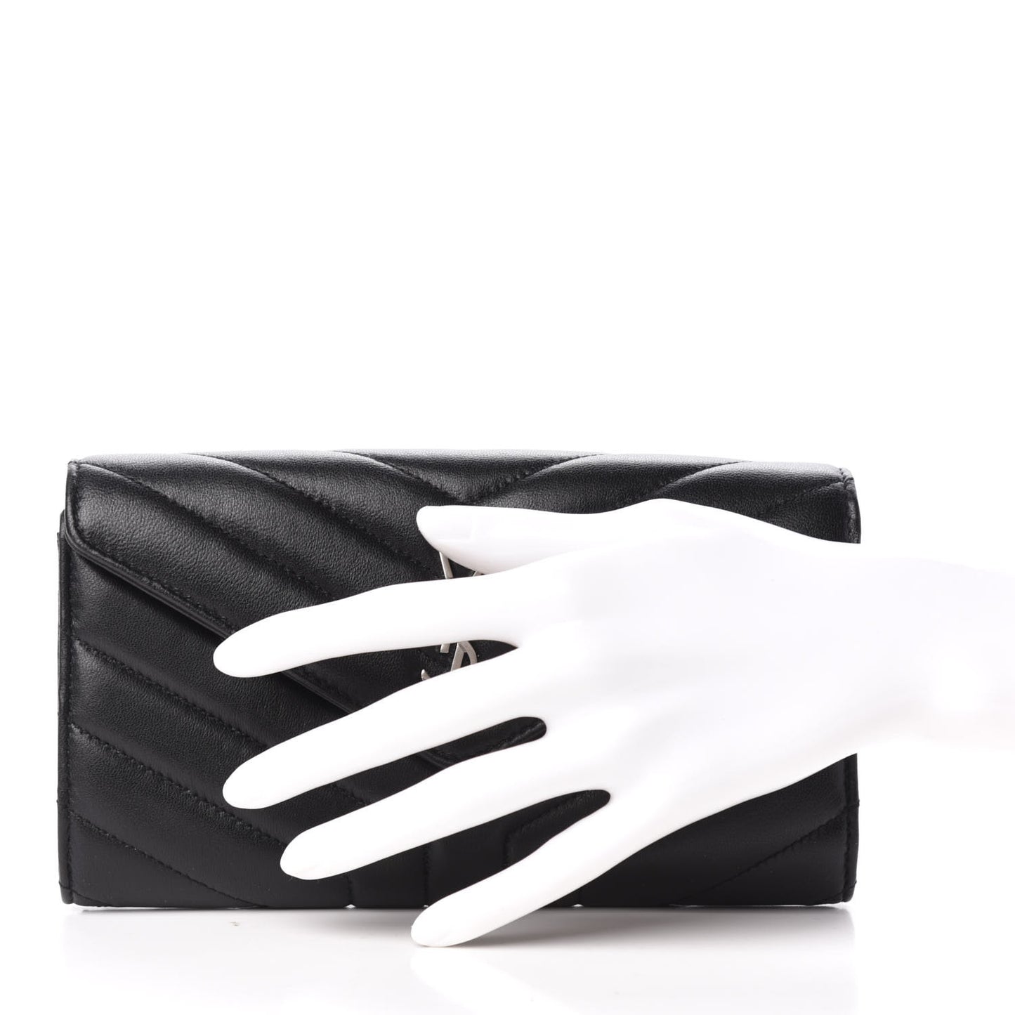 Lambskin Y Quilted Monogram Large Loulou Flap Wallet Black