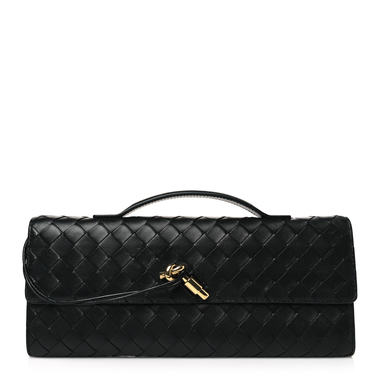 Bottega Veneta Nappa Intrecciato Long Andiamo Top Handle Clutch Black 1 of 7