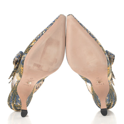 Christian Dior Toile De Jouy Sweet D Slingback Pumps 39 Blue Yellow 5 of 8