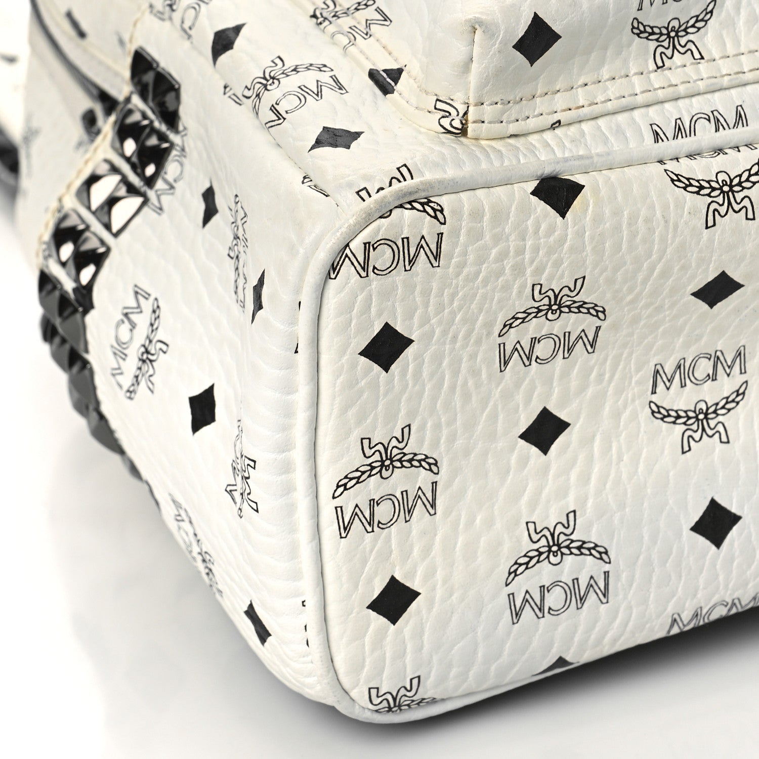 MCM Visetos Small Side Stud Stark Backpack White 7 of 9