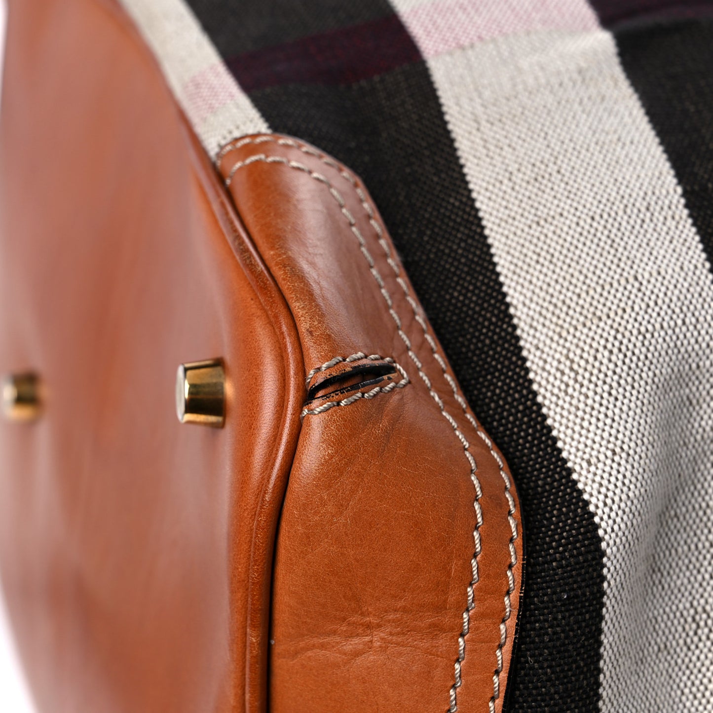 Canvas Mega Check Traveler Tote Dark Tan