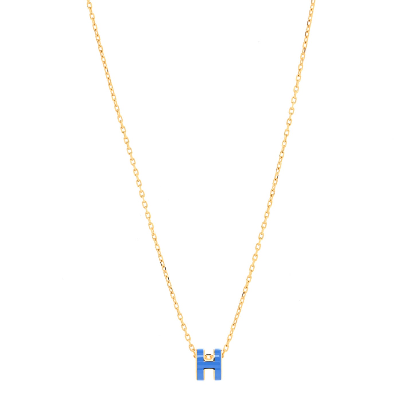 Lacquered Gold Mini Pop H Pendant Necklace Bleu Transat
