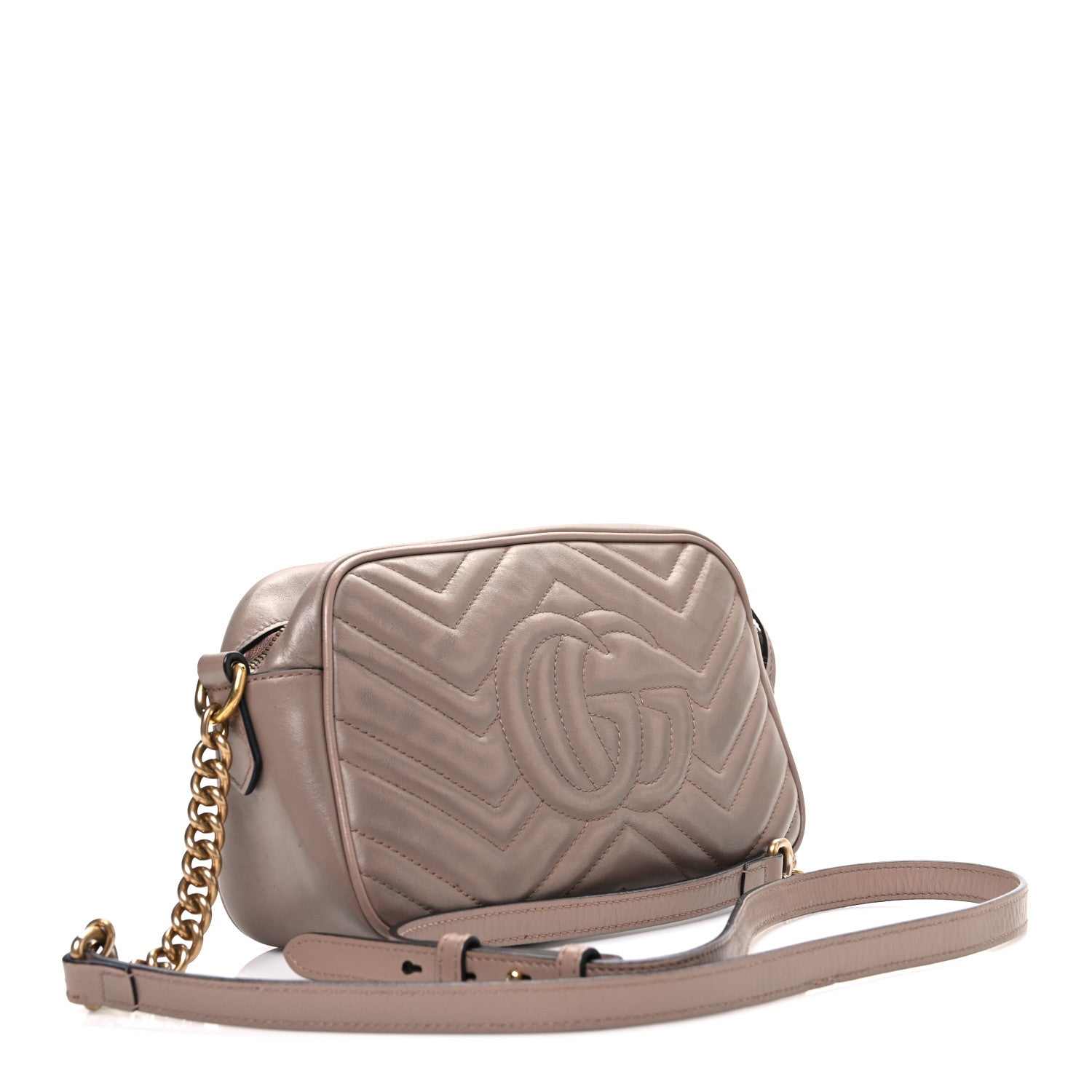 Gucci Calfskin Matelasse Small GG Marmont Chain Shoulder Bag Porcelain Rose 3 of 12