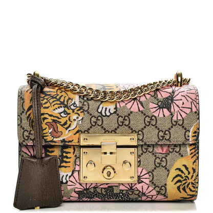 Gucci GG Supreme Monogram Bengal Small Padlock Shoulder Bag Beige Pink 1 of 7