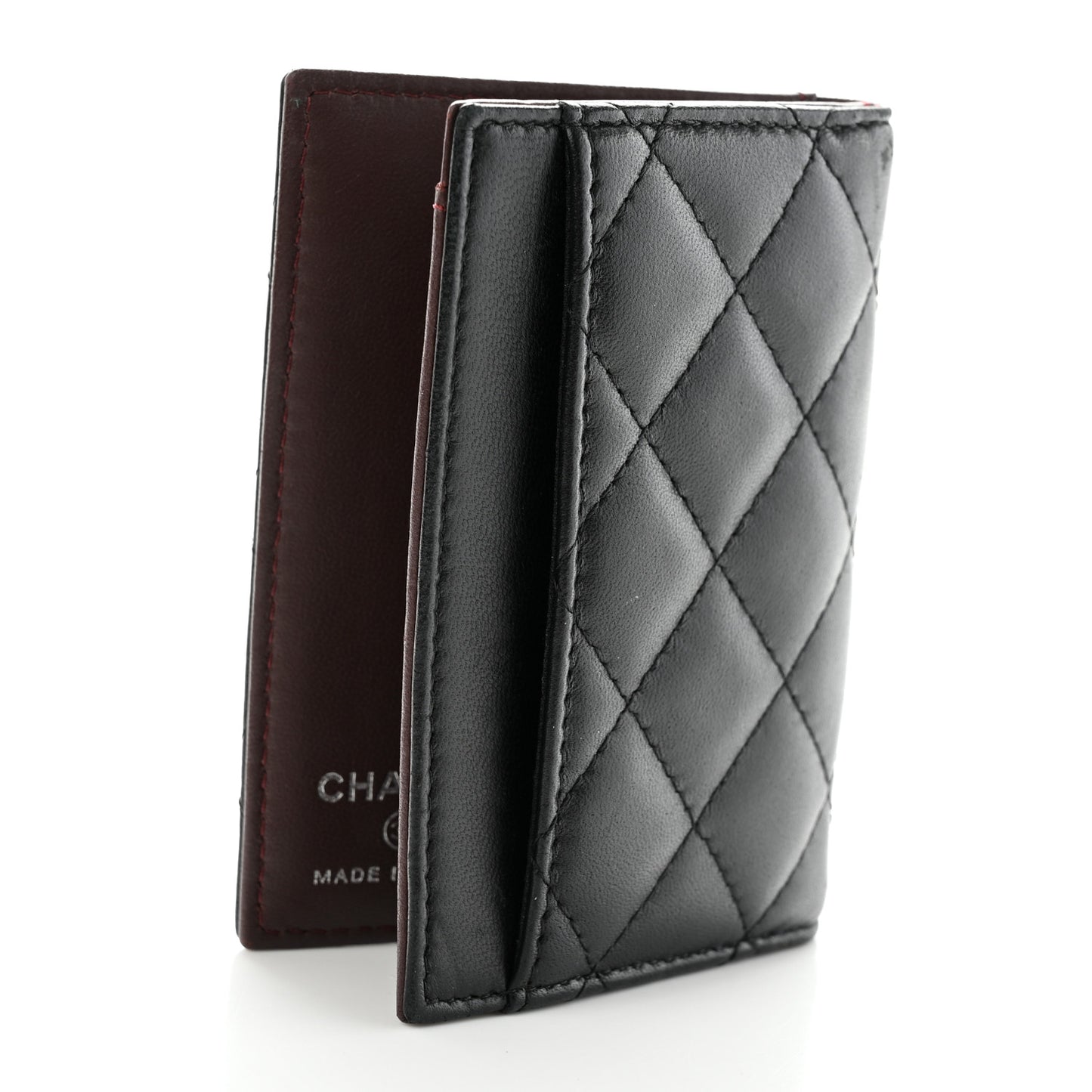 Lambskin Quilted Card Holder Wallet Black