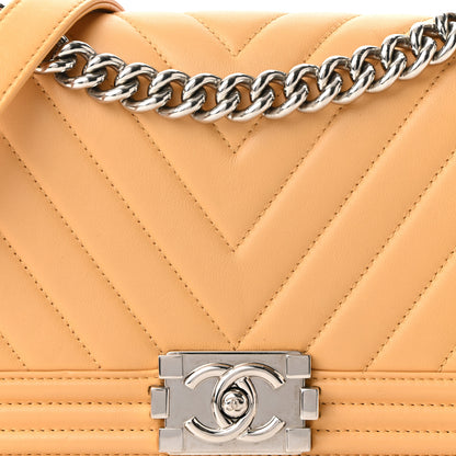Chanel Calfskin Chevron Quilted Medium Boy Flap Beige 8 of 10