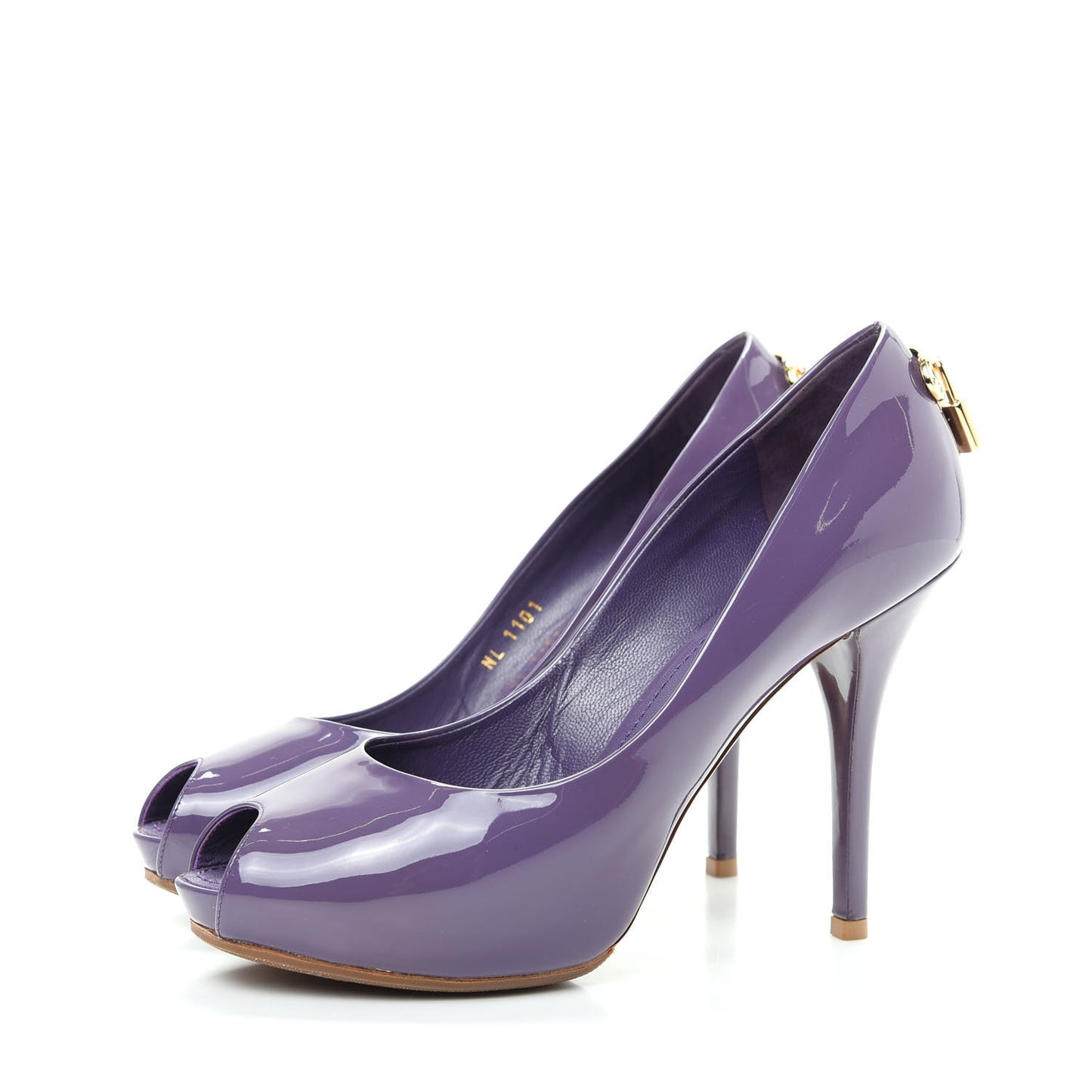 Patent Calfskin Oh Really Peep Toe Pumps 37 Violet