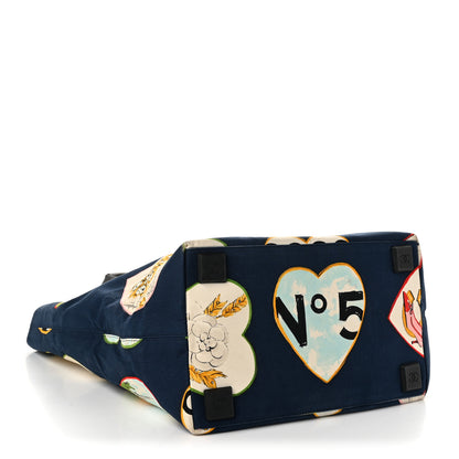 Chanel Canvas Coco Hearts Print Tote Blue 7 of 21