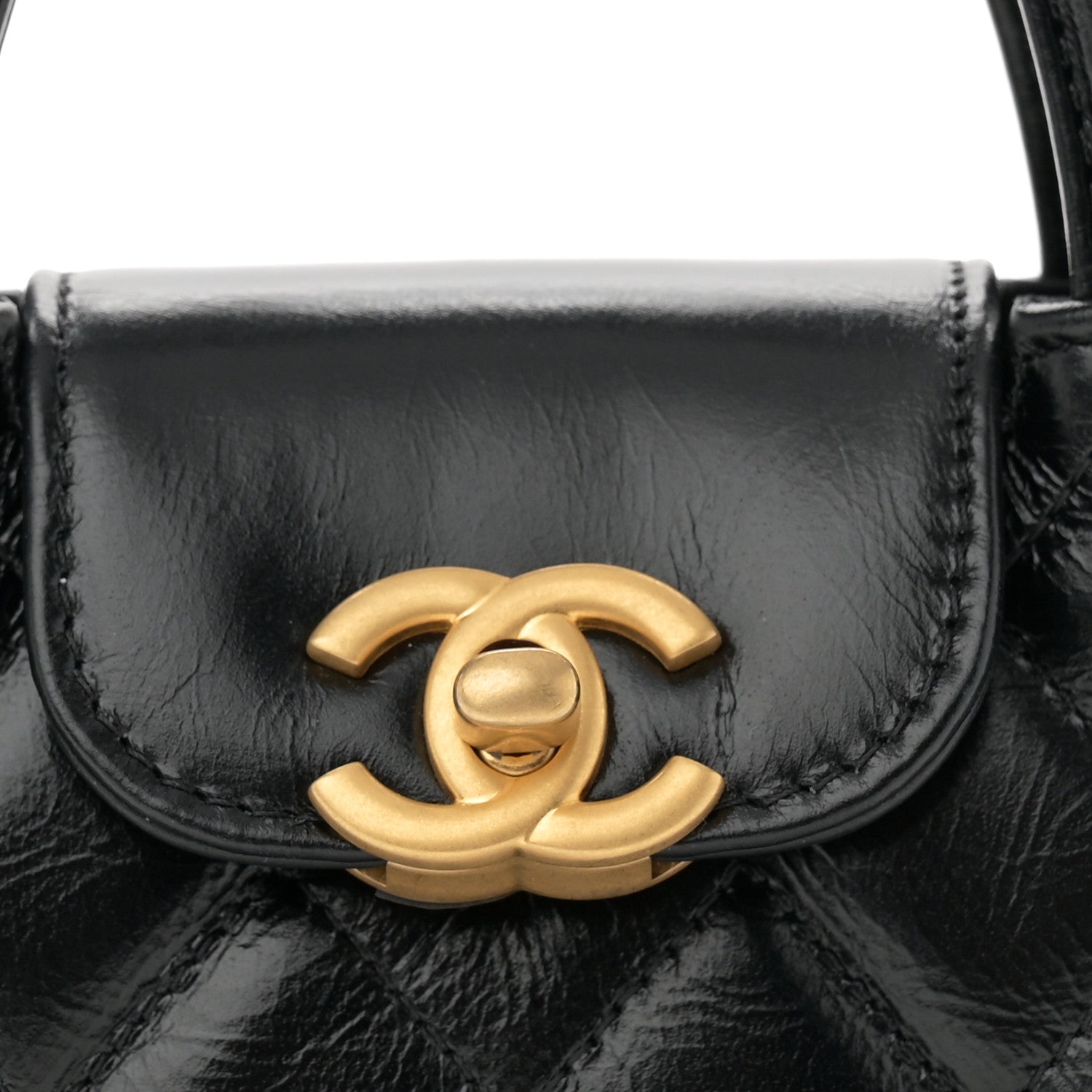 Chanel Shiny Aged Calfskin Quilted Mini Nano Kelly Shopper Black 8 of 11