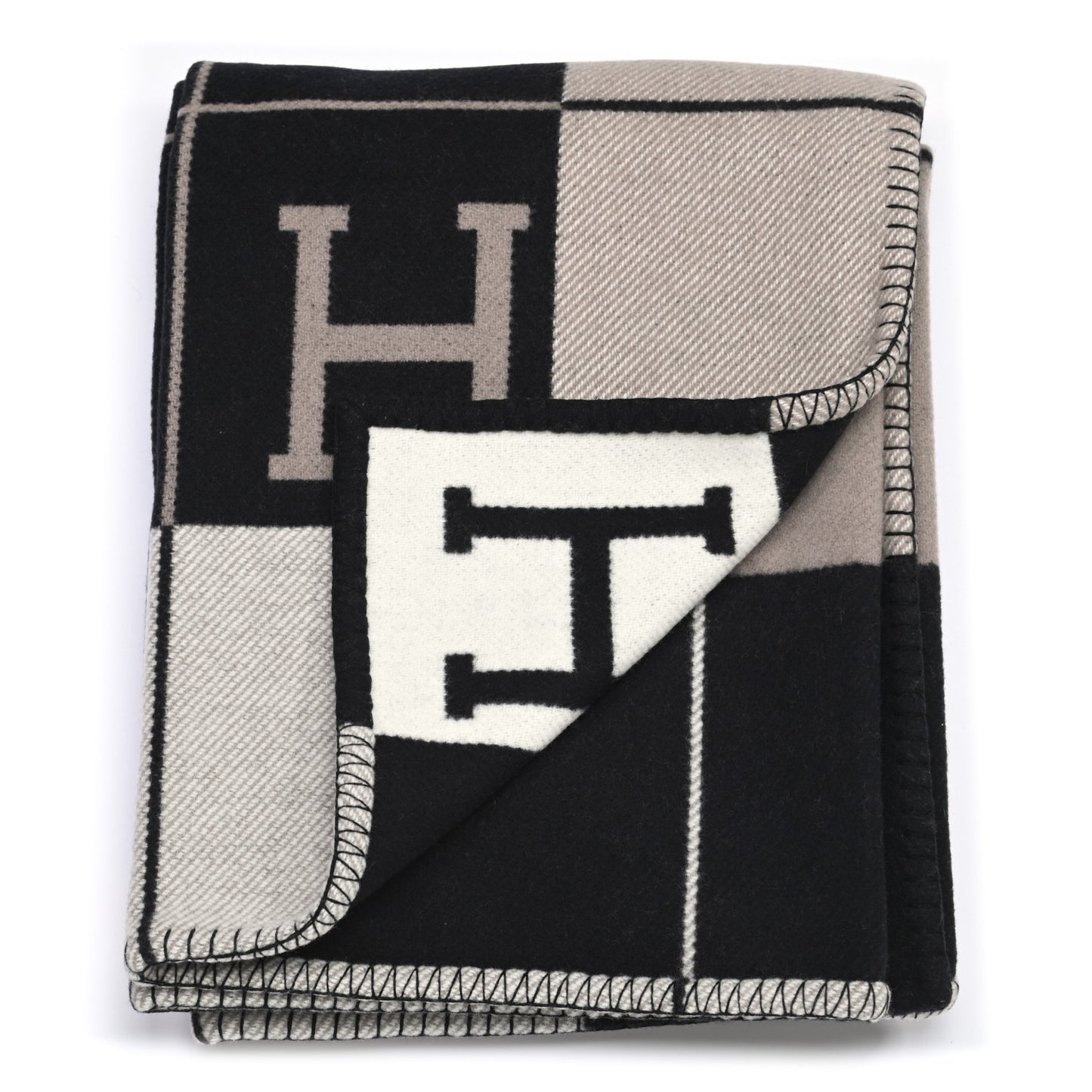 Wool Cashmere Avalon III Blanket Ecru Black