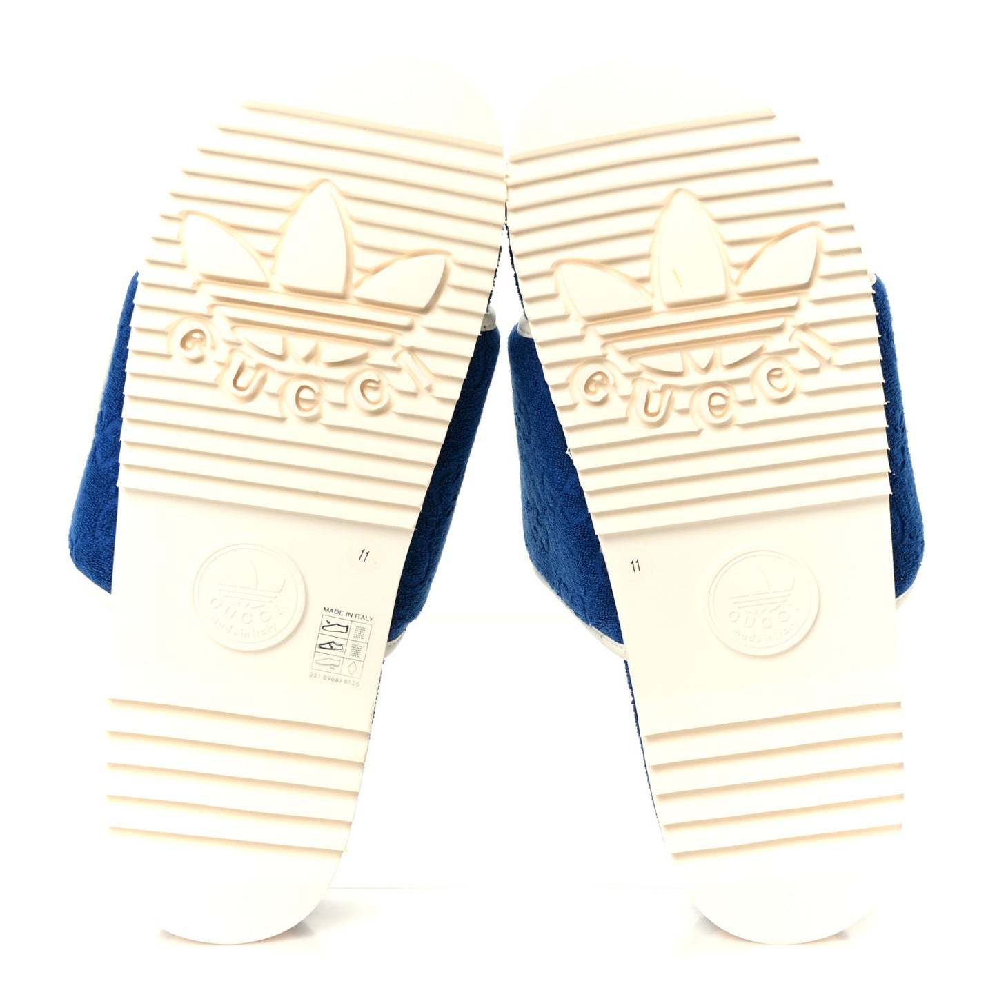 X ADIDAS Terry Cloth GG Monogram Mens Platform Sandals 11 Oriental Blue Mystic White