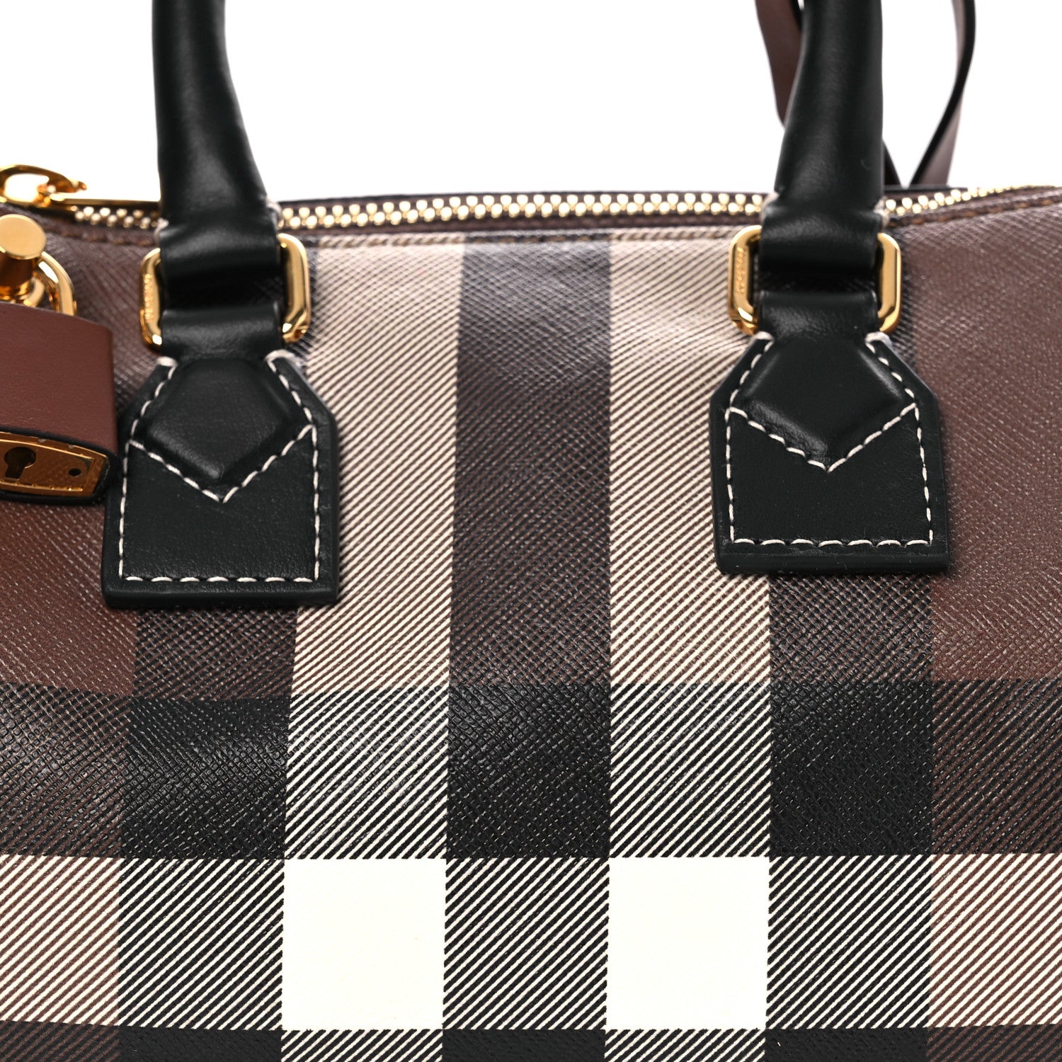 Burberry E-canvas Check Mini Bowling Bag Dark Birch Brown 8 of 12