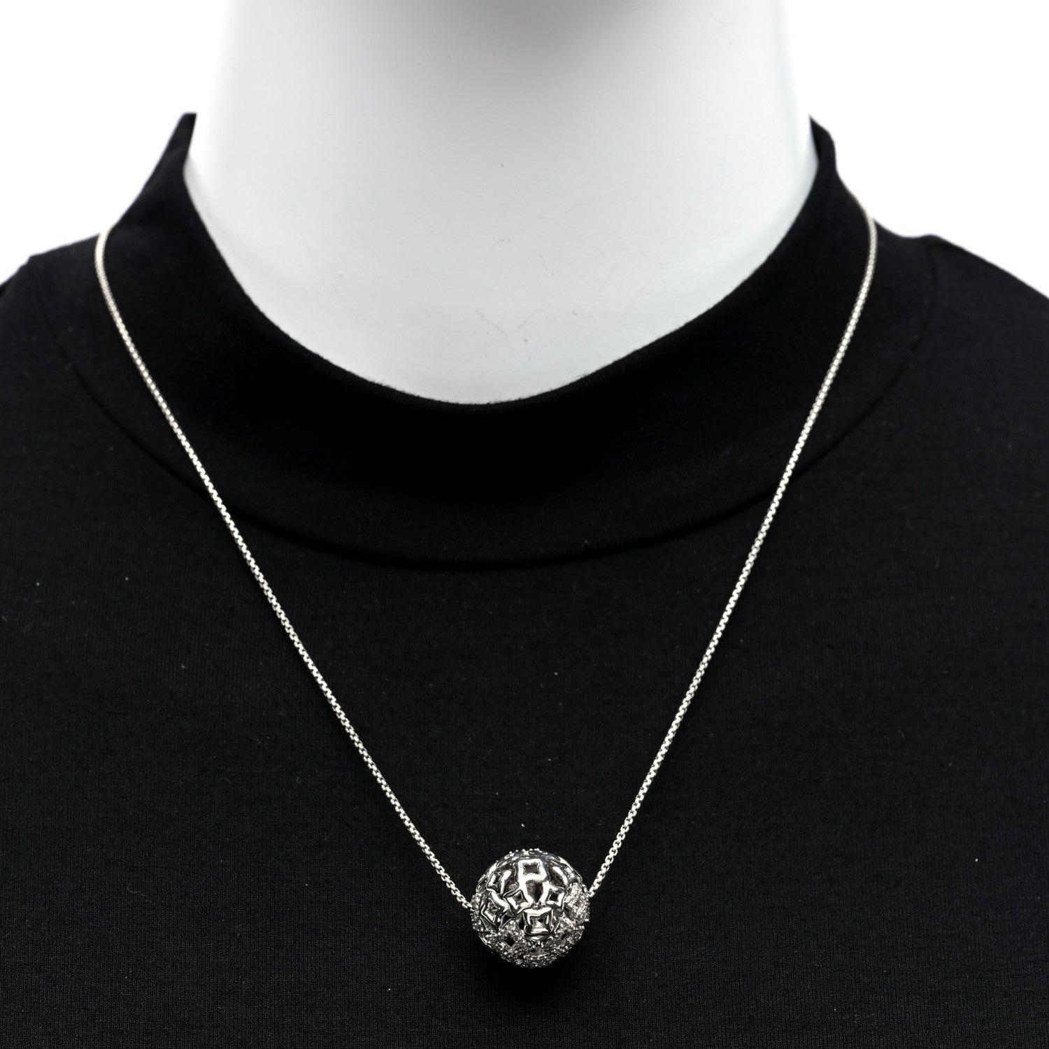 David Yurman Sterling Silver Diamond Quatrefoil Ball Pendant Necklace 2 of 4