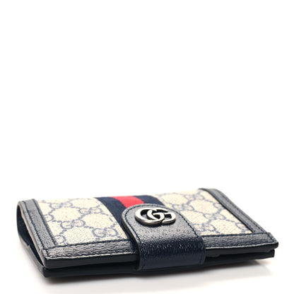 Gucci GG Supreme Monogram Textured Dollar Calfskin Web Ophidia Passport Case Beige Blue 4 of 8