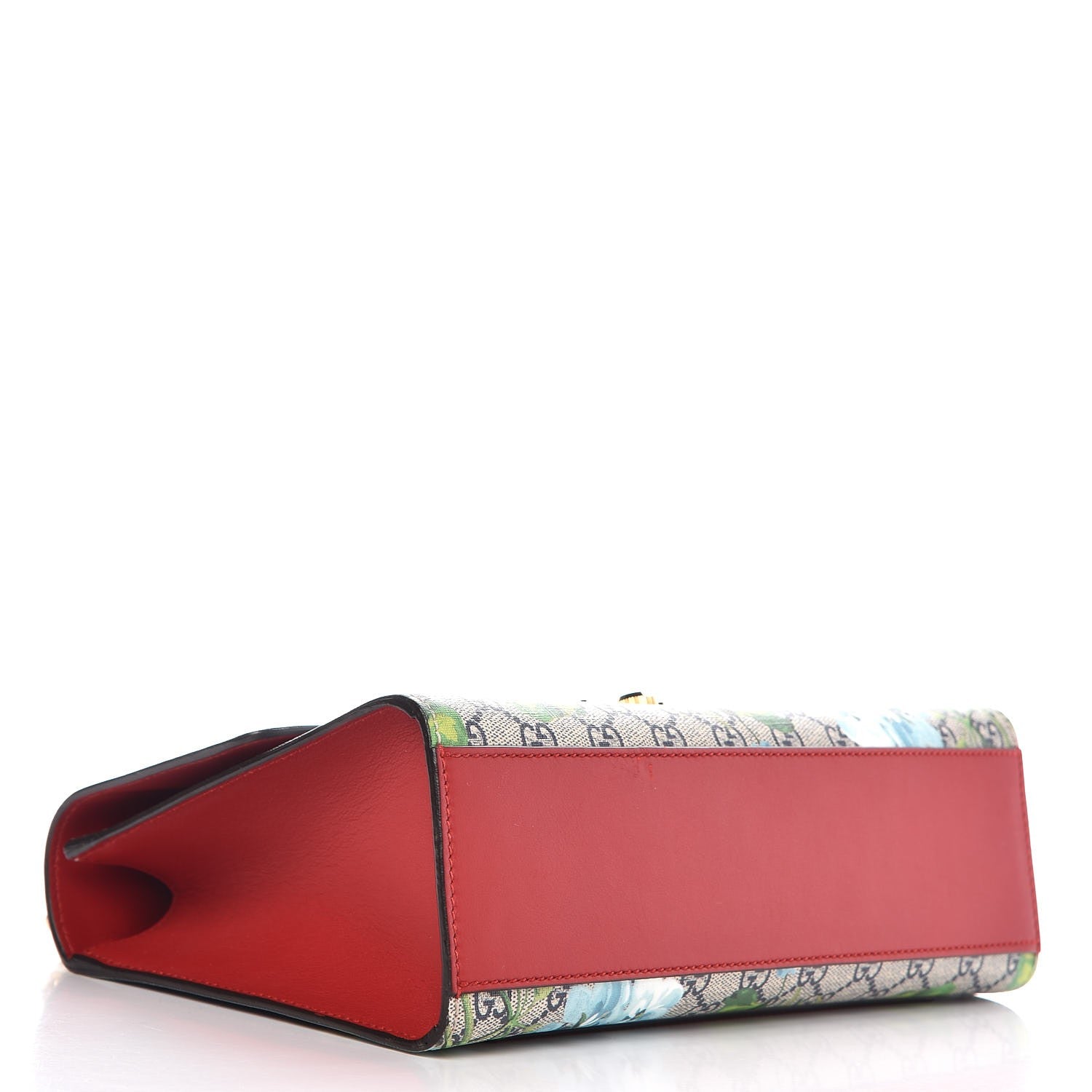 Gucci GG Supreme Monogram Blooms Medium Padlock Shoulder Bag Beige Blue Navy Hibiscus Red 5 of 9