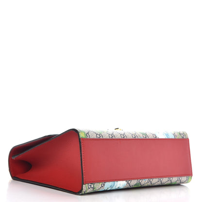 Gucci GG Supreme Monogram Blooms Medium Padlock Shoulder Bag Beige Blue Navy Hibiscus Red 5 of 9
