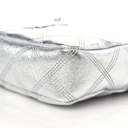 Saint Laurent Metallic Lambskin Quilted Mini Becky Double Zip Bag Argento 6 of 12