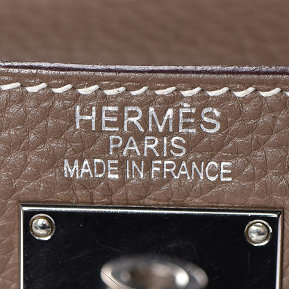 Hermes Taurillon Clemence Shoulder Kelly 40 Etoupe 19 of 38