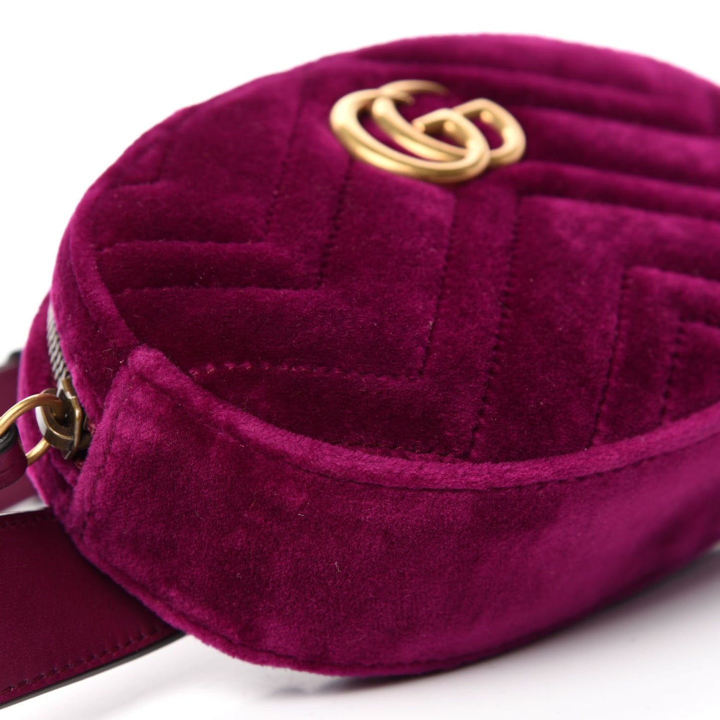 Velvet Matelasse GG Marmont Belt Bag 85 34 Fuchsia Violet Cyclamen