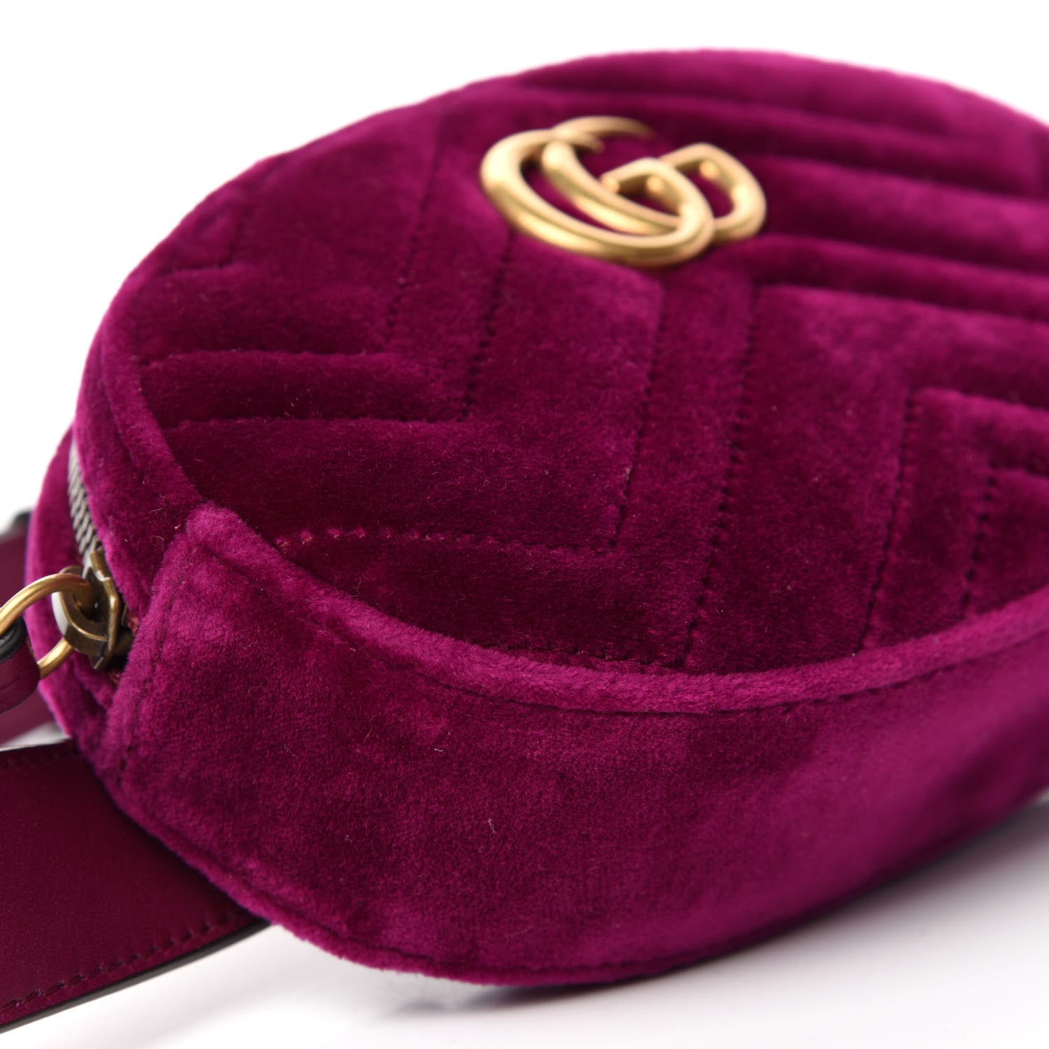 Gucci Velvet Matelasse GG Marmont Belt Bag 85 34 Fuchsia Violet Cyclamen 6 of 10