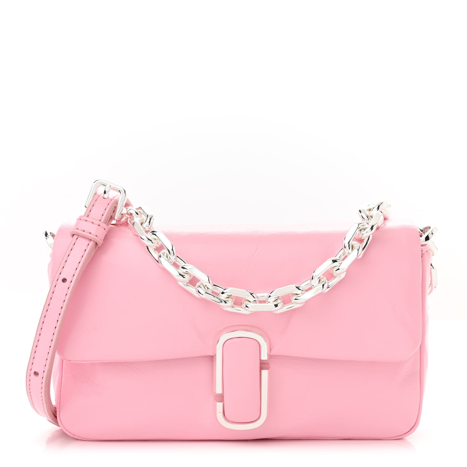 Marc Jacobs Shiny Crinkled Calfskin Mini J Pillow Bag Pink 1 of 11
