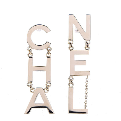 Chanel Metal Cha-Nel Logo Drop Earrings Gold 1 of 5