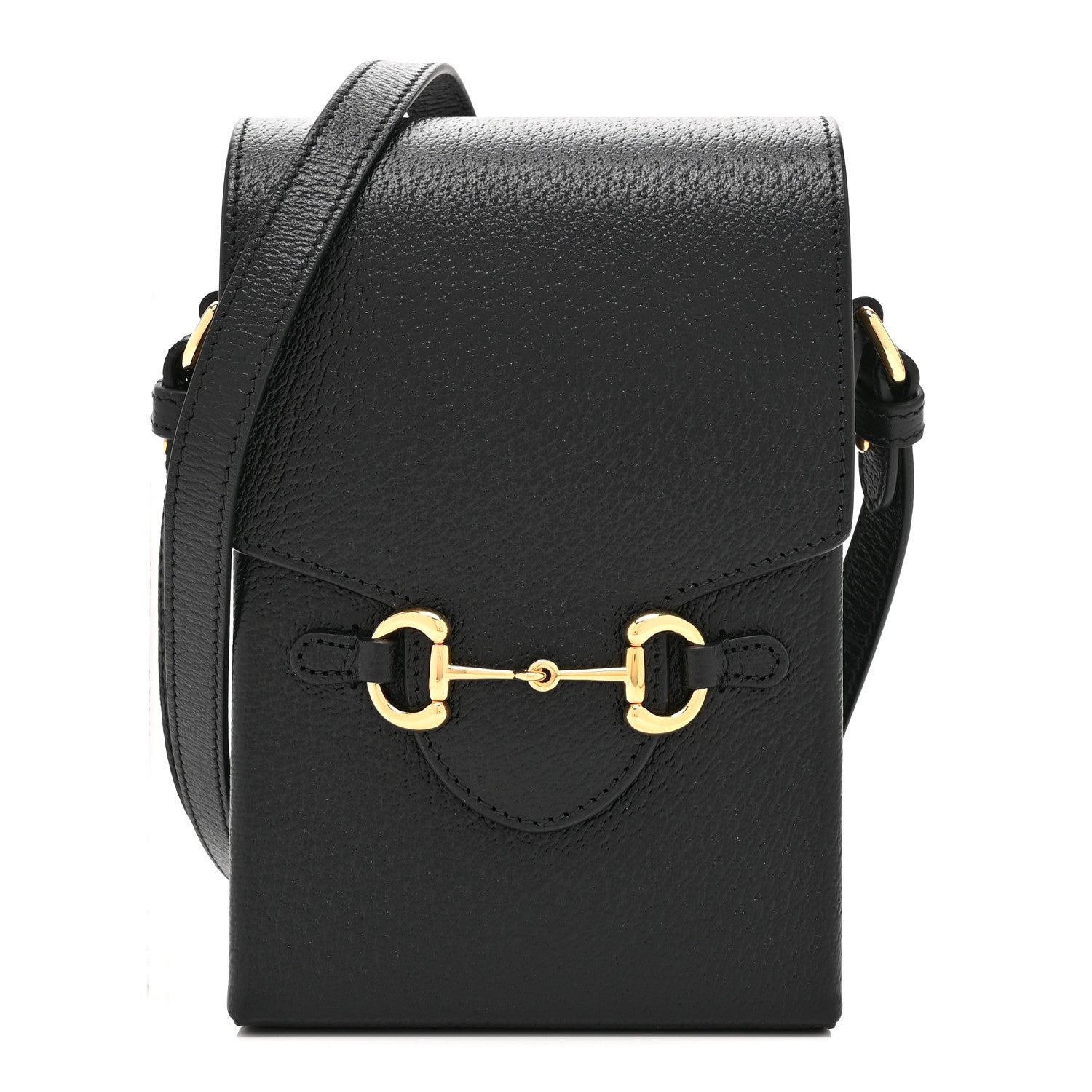 Gucci Dollar Calfskin Vertical Horsebit 1955 Crossbody Bag Black 1 of 10