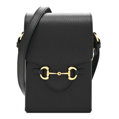Gucci Dollar Calfskin Vertical Horsebit 1955 Crossbody Bag Black 1 of 10