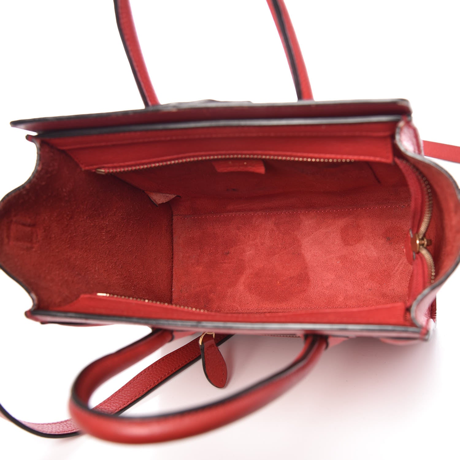 Celine Drummed Calfskin Nano Luggage Coquelicot 5 of 23