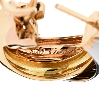 Cartier 18K Pink Yellow White Gold Classic Trinity Hoop Earrings 4 of 5
