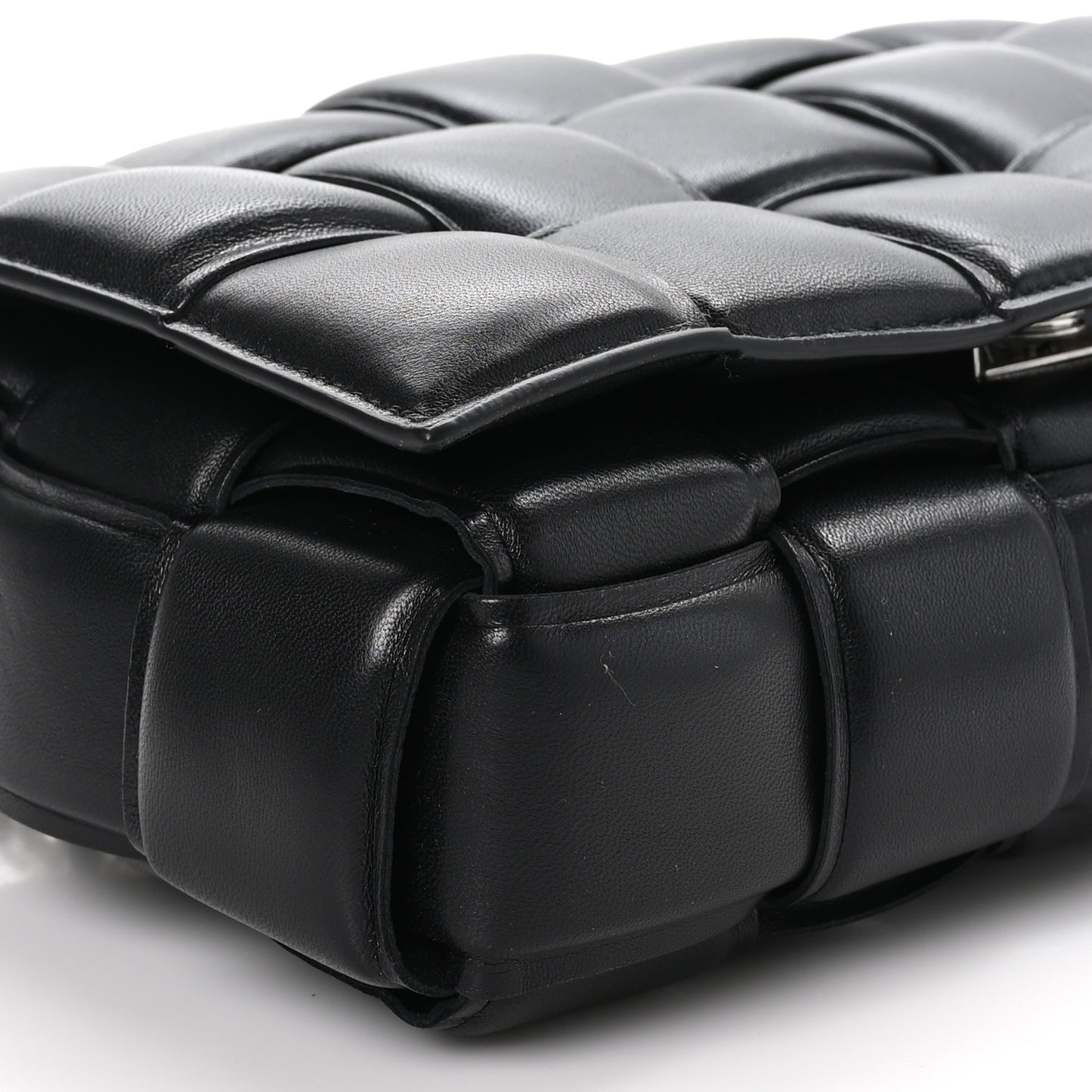 Lambskin Maxi Intreccio Padded Chain Cassette Crossbody Bag Black
