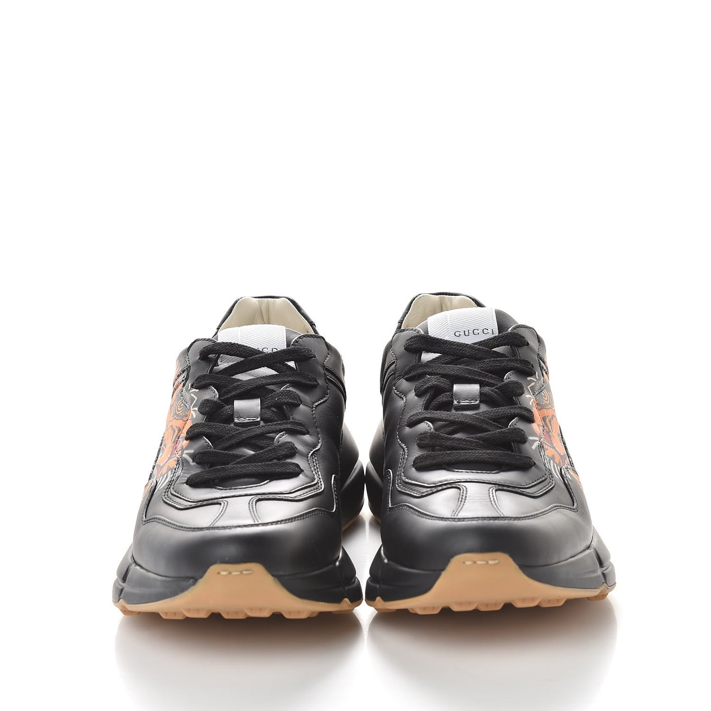 Calfskin Tiger Print Mens Rhyton Sneakers 38.5 Black