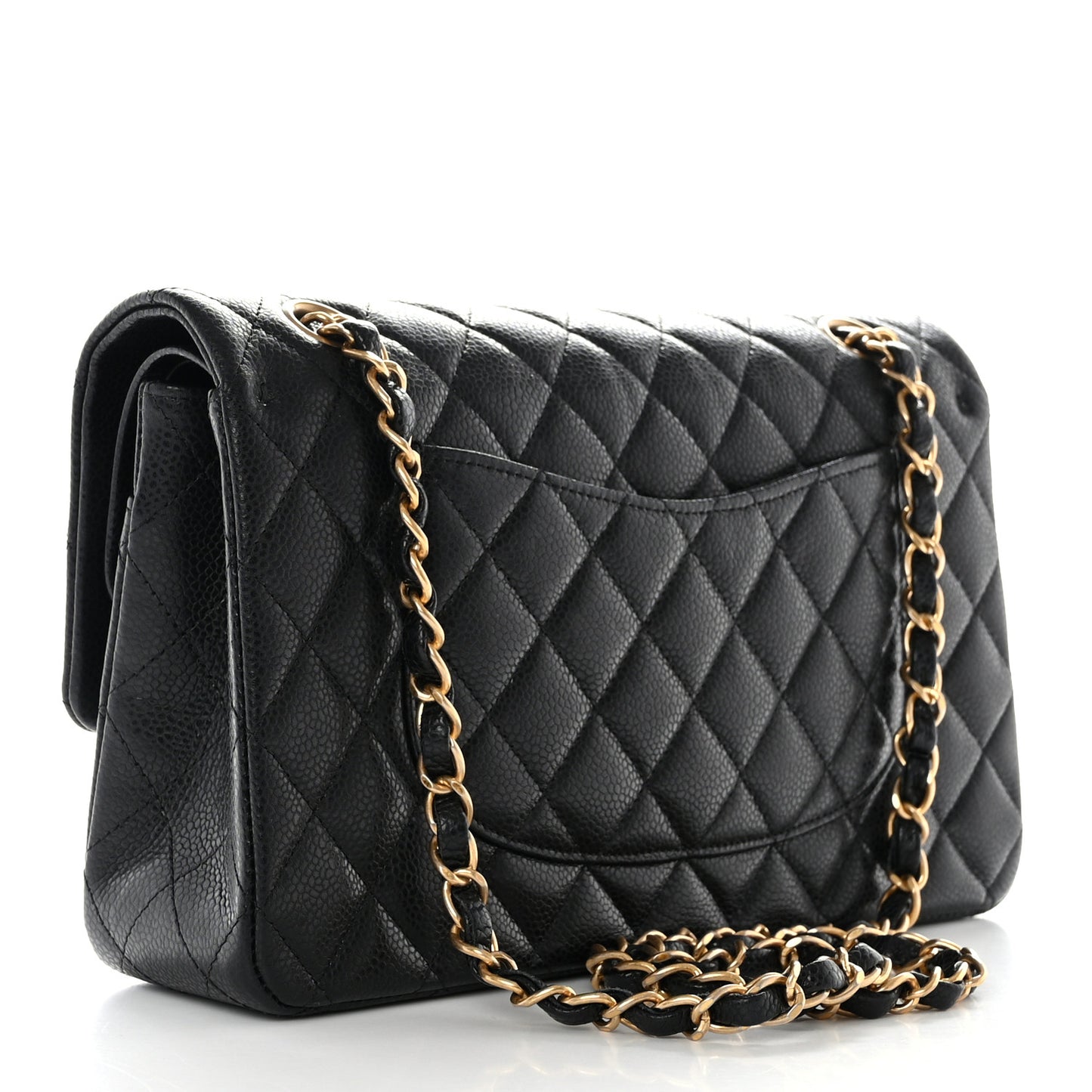Caviar Quilted Medium Double Flap Black