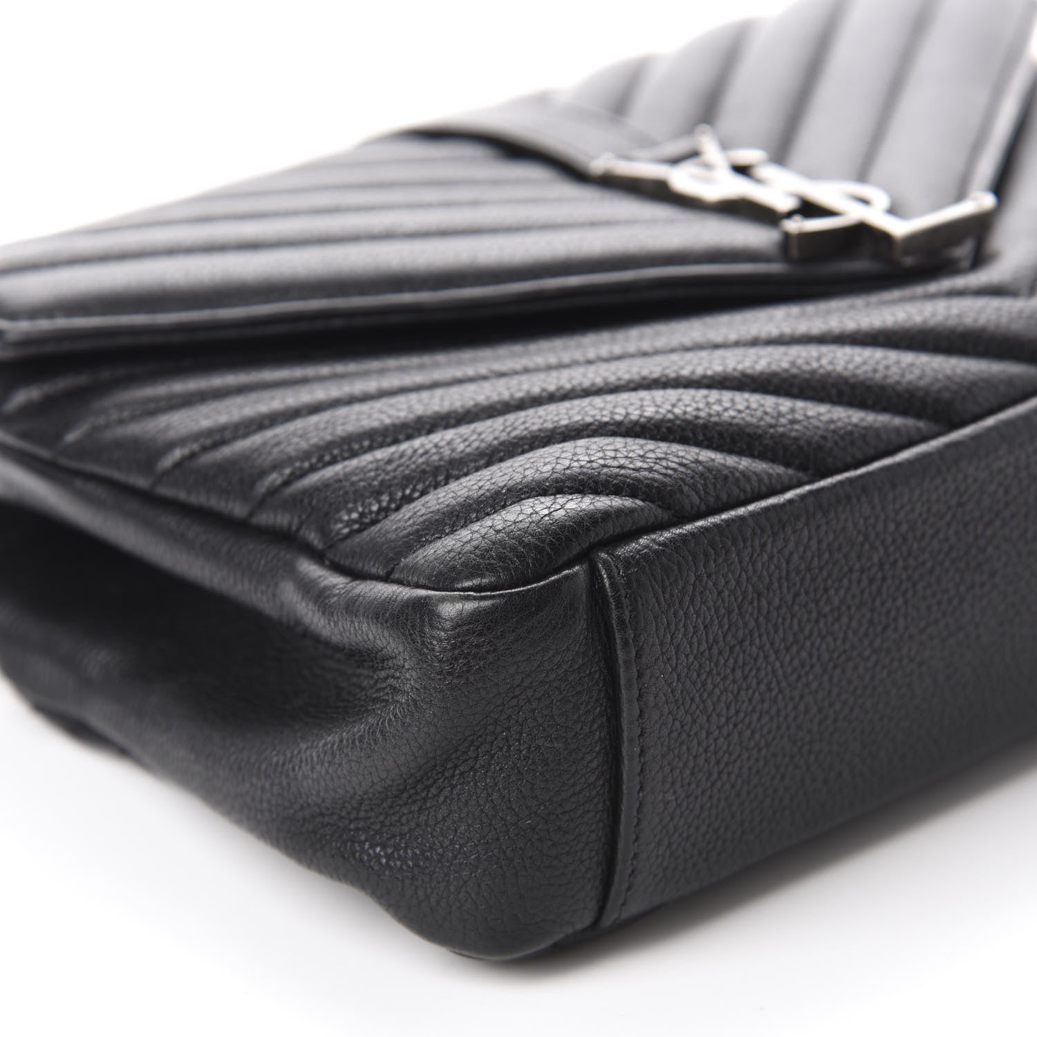 Saint Laurent Sheepskin Matelasse Chevron Monogram Medium College Bag Black 6 of 18